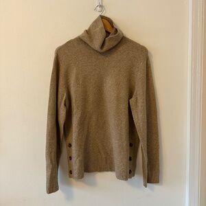 J. Crew Side Button Camel Turtleneck Sweater | Size Large